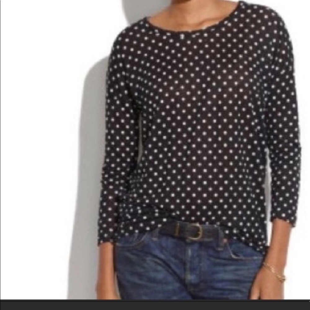 Madewell polka dot 3/4 sleeve linen shirt